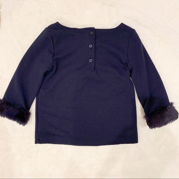 Janie and Jack navy faux fur 3/4 sleeve Size 5 - Picture 7 of 8